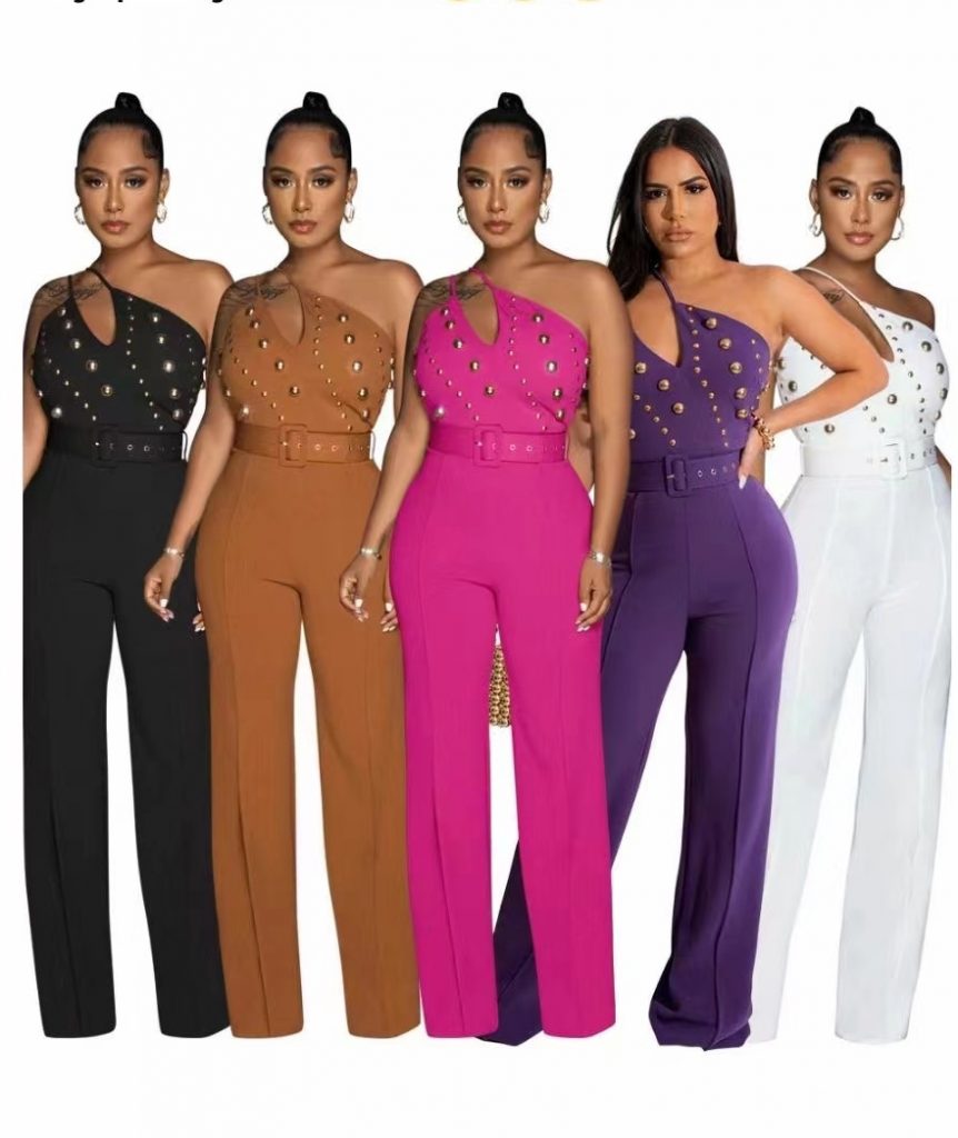 jumpsuit-w/-gold-grommet-decoration