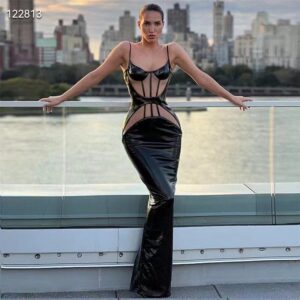 long-blk-vinyl-corset-dress