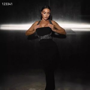 Black Bandage Dress w/ Wide Diamond Straps