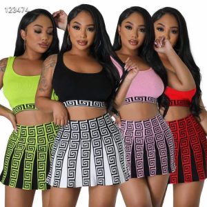 2pc Cotton Crop Top w/ Skirt Set