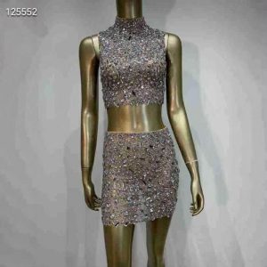 Diamond-embroidered transparent 2 pc set