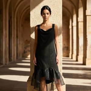 Cow-Neck Cotton Tank Dress