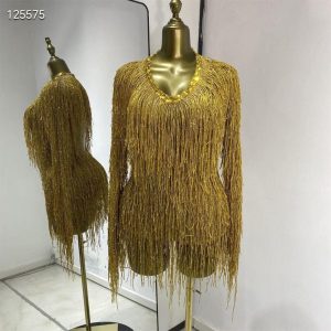 Golden Fringed BodySuit