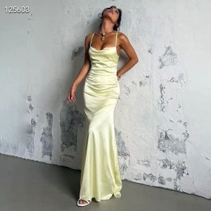 Light Yellow Satin Slip Dress
